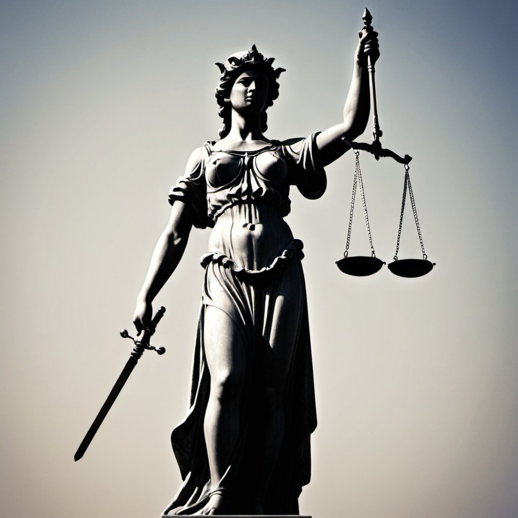 Lady justice holding a sword and the scale of justice