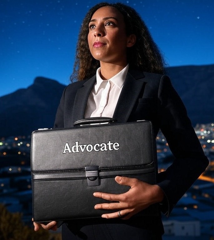 Advocate holding a briefcase outdoors in Cape Town