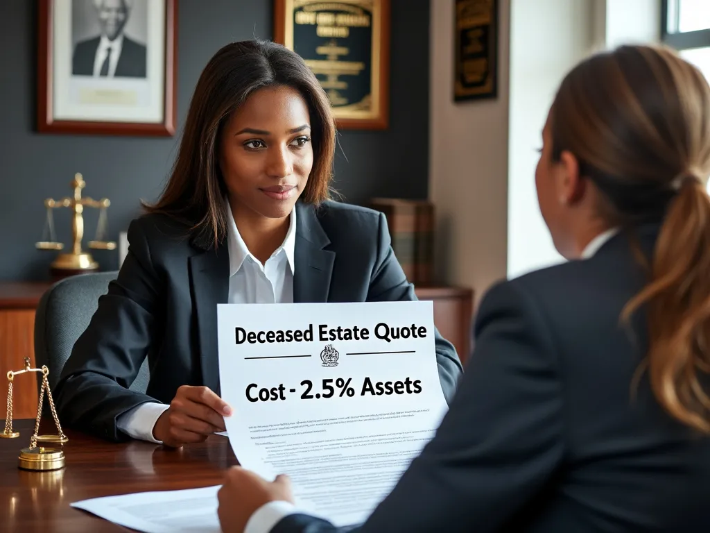 Deceased estate quote being presented by an estate attorney to the heir of the deceased