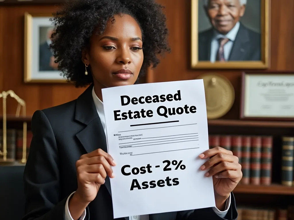 Lawye presenting a deceased estate quote, quoting a cost equal to 2 percent of the gross assets of the estate