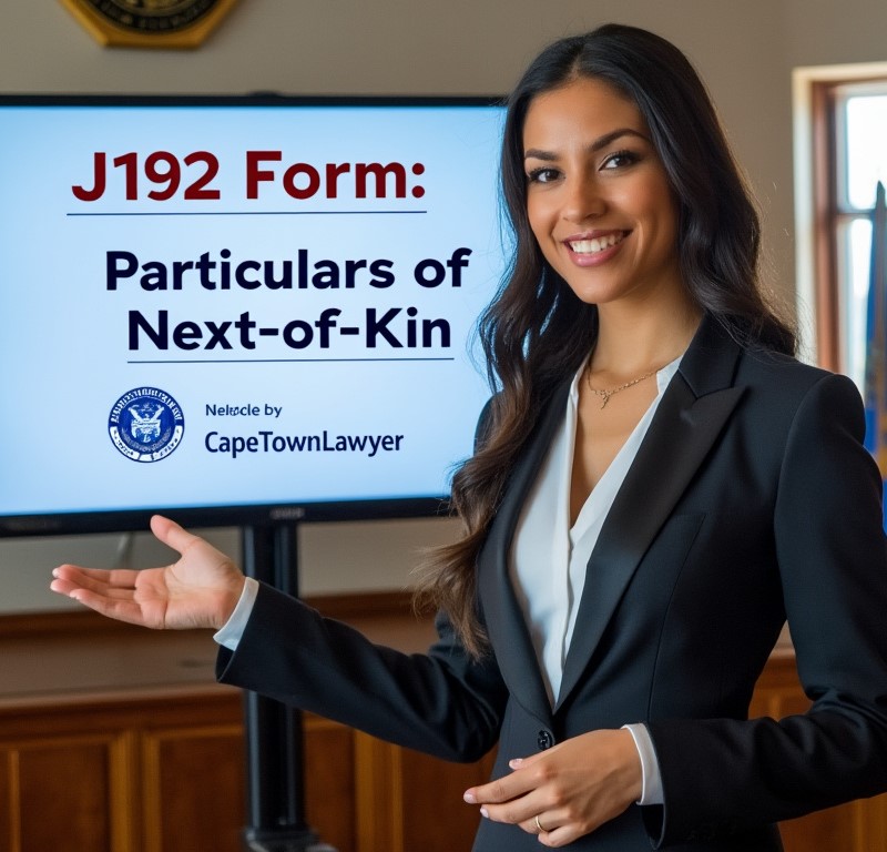 Cape Town Lawyer presenting on the J192 : particulars of next-of-kin