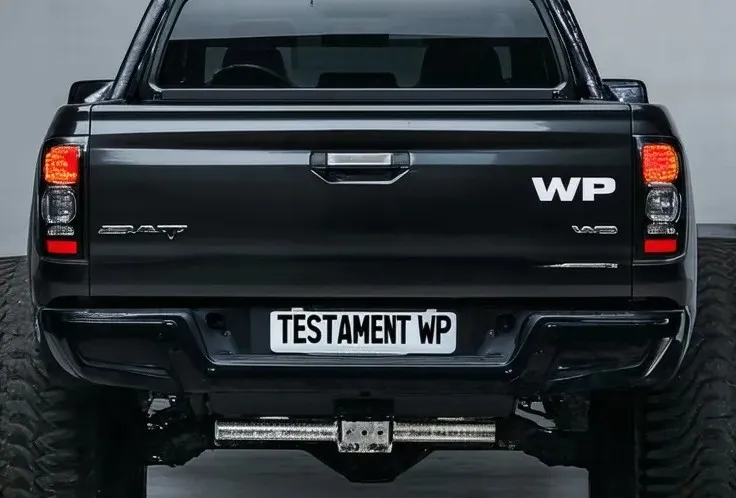 Bakkie with number plate TESTAMENT WP, indicating the car is owned by a last will and testament specialist residing in the Western Cape Province of South Africa
