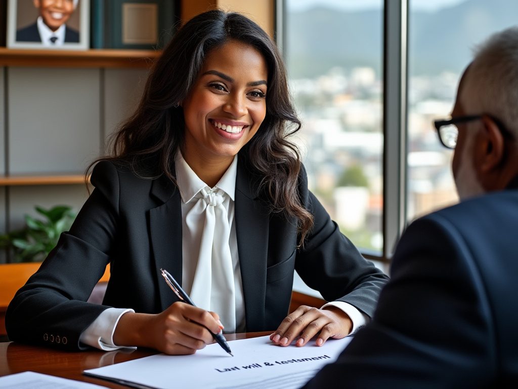 Lawter drafting a last will and testament with a client