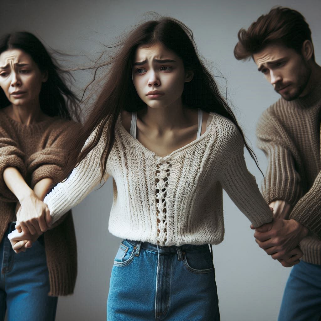 Child being pulled apart by parents