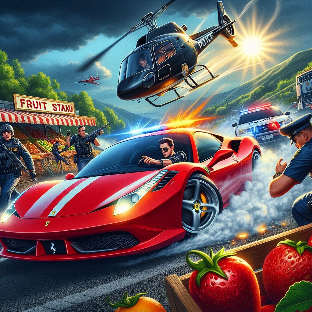 Man driving red Ferrari whilst being chased by police