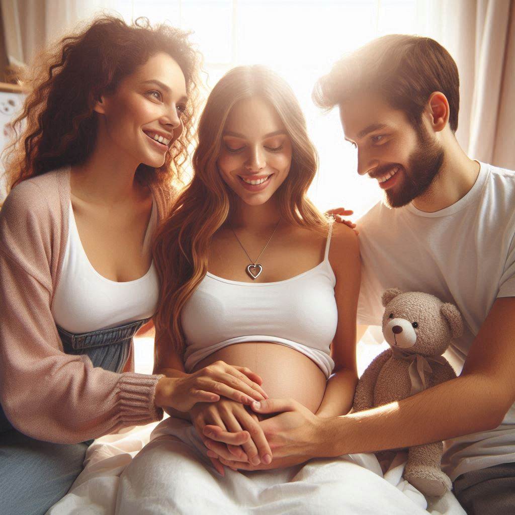 Surrogate mother with commissioning parents