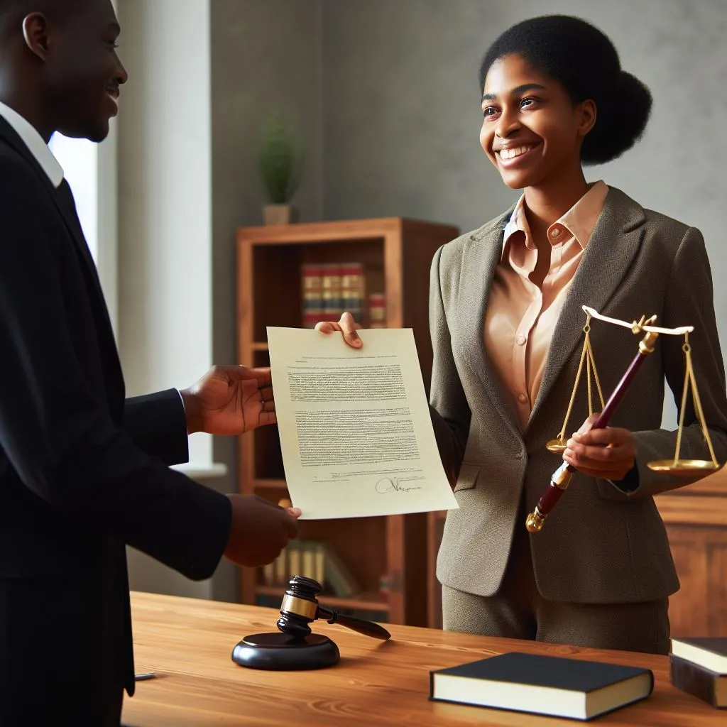 Lawyer thanking a client