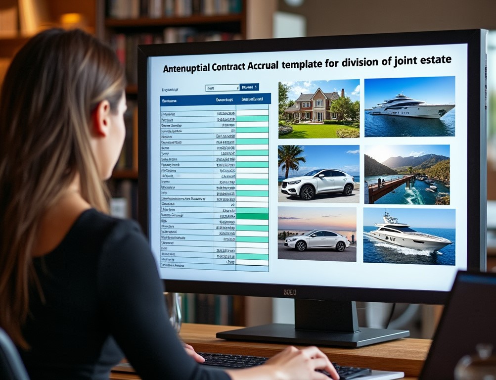 On computer antenuptial contract accrual template for division of joint estate