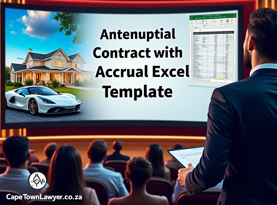 Cape Town lawyer presenting an Antenuptial contract with accrual excel template