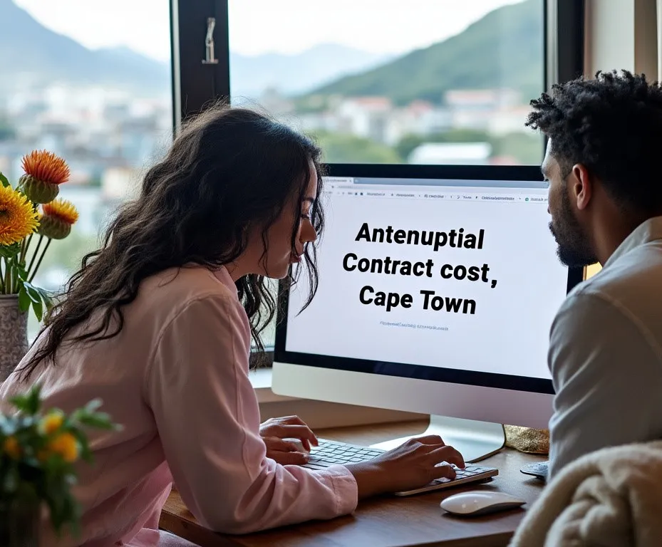 Couple researching the cost of an antenuptial contract cost in Cape Town