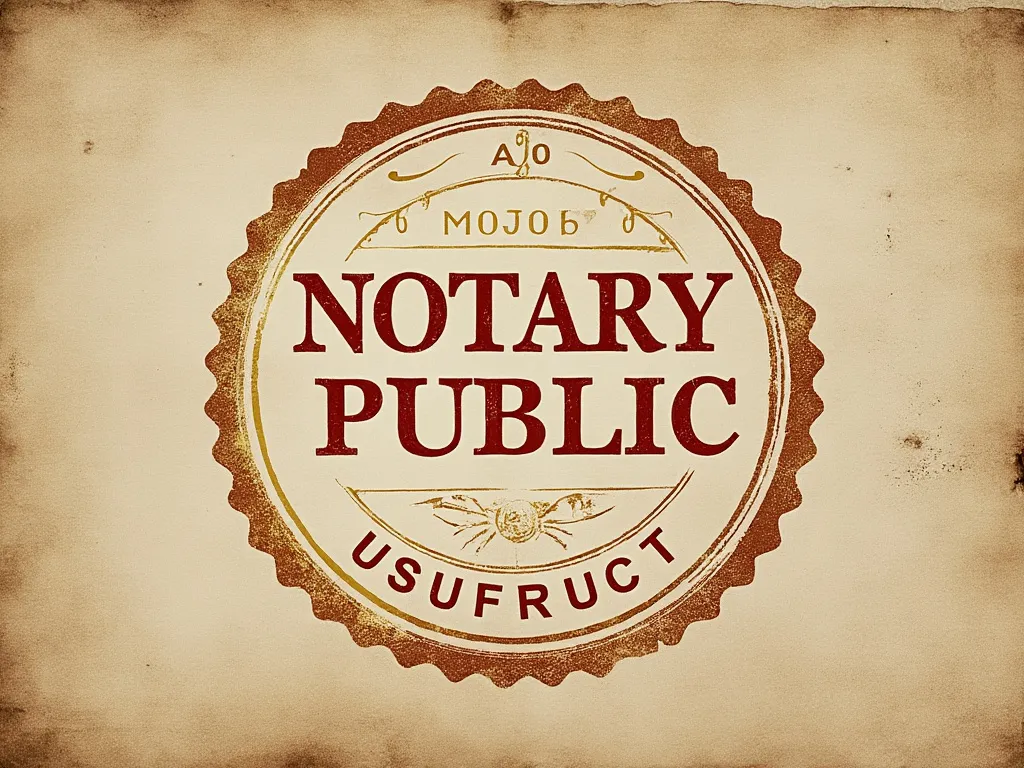 Stamp with text - NOTARY PUBLIC - USUFRUCT