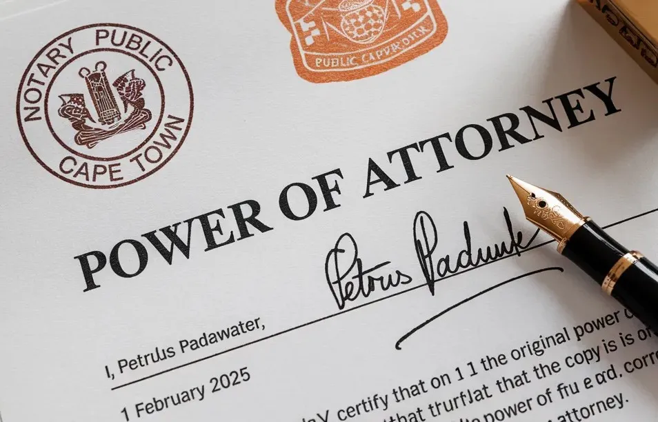 Power of attorney attestation by a Notary Public in Cape Town