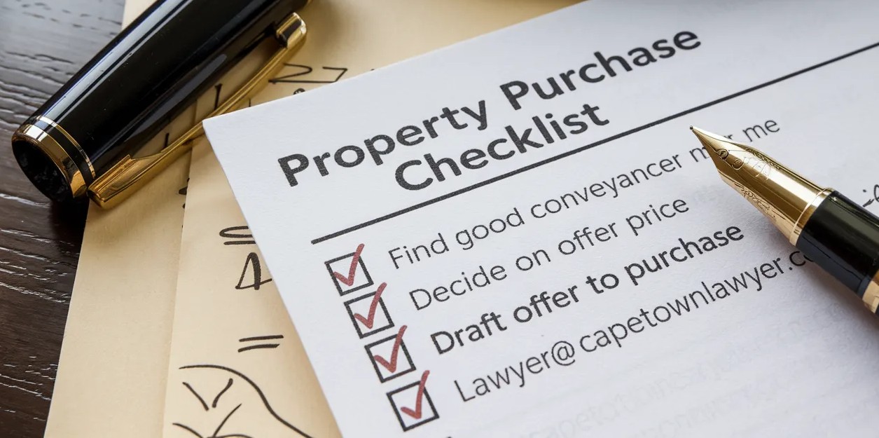 Property purchase checklist - find good conveyancer near me, decide on offer price, draft offer to purchase, lawyer@capetownlawyer.co.za