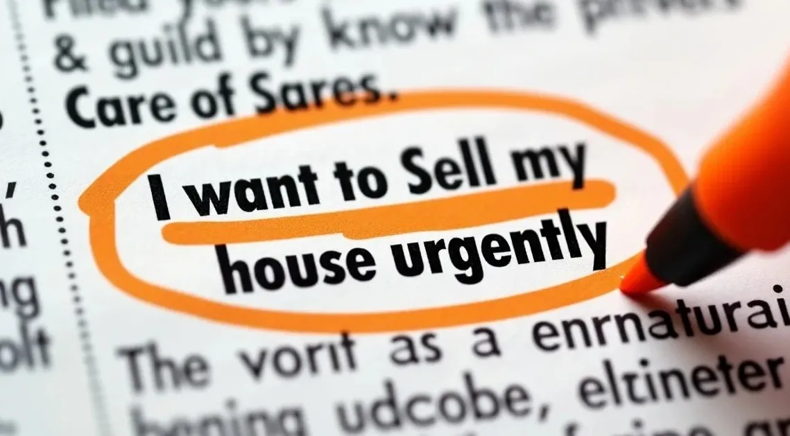 Advert saying I want to Sell my house urgently, circled by highlighter