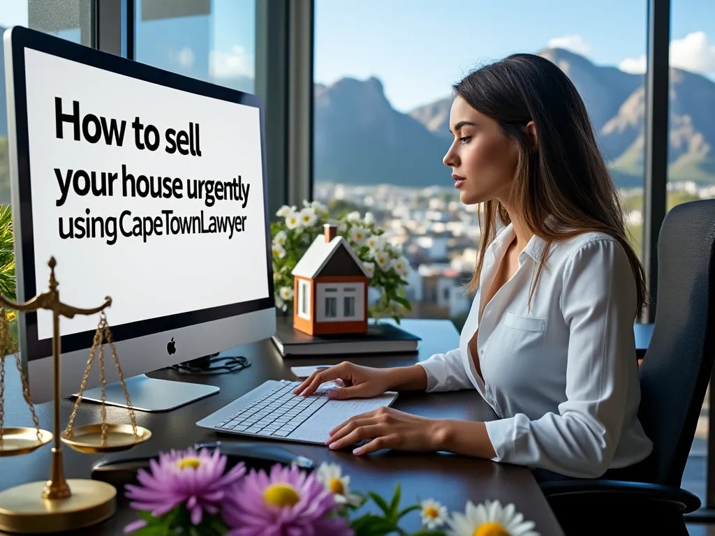 Person looking at a screen saying How to sell your house urgently using CapeTownLawyer