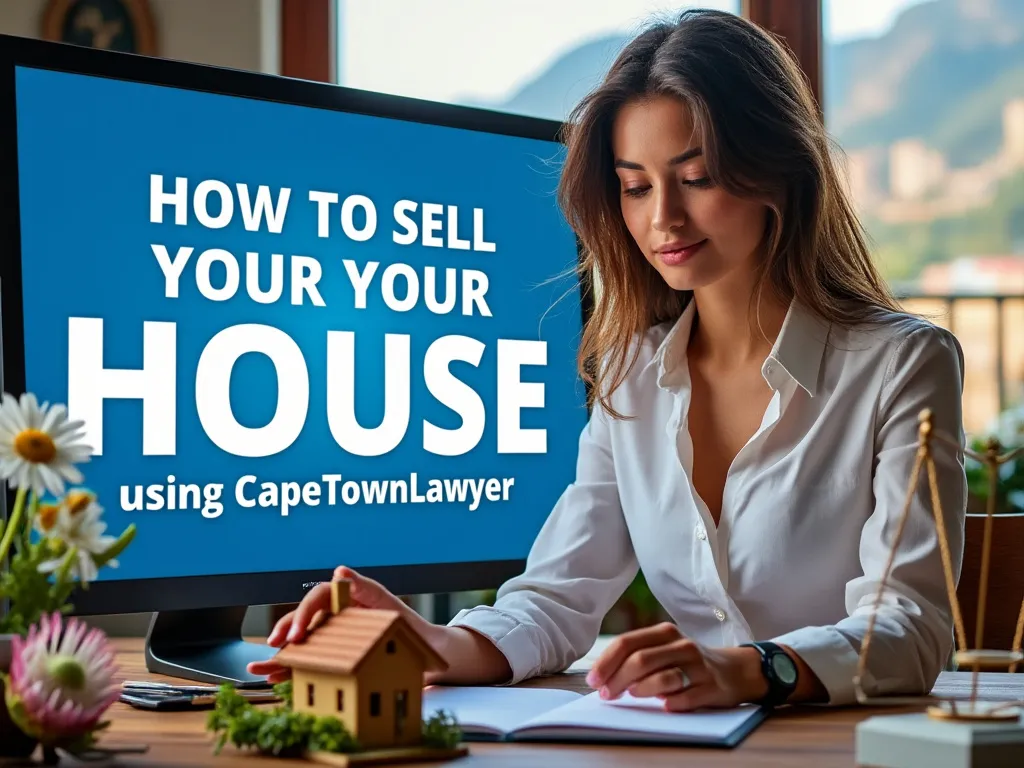 Person next to a screen written How to Sell your House using CapeTownLawyer